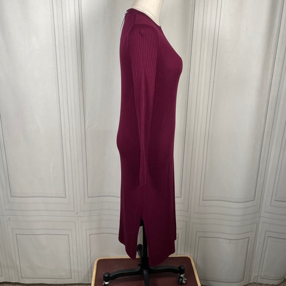 NWT Banana Republic Petite XS Ribbed Knit Midi Dress Burgundy Long Sleeve‎ - Picture 4 of 12
